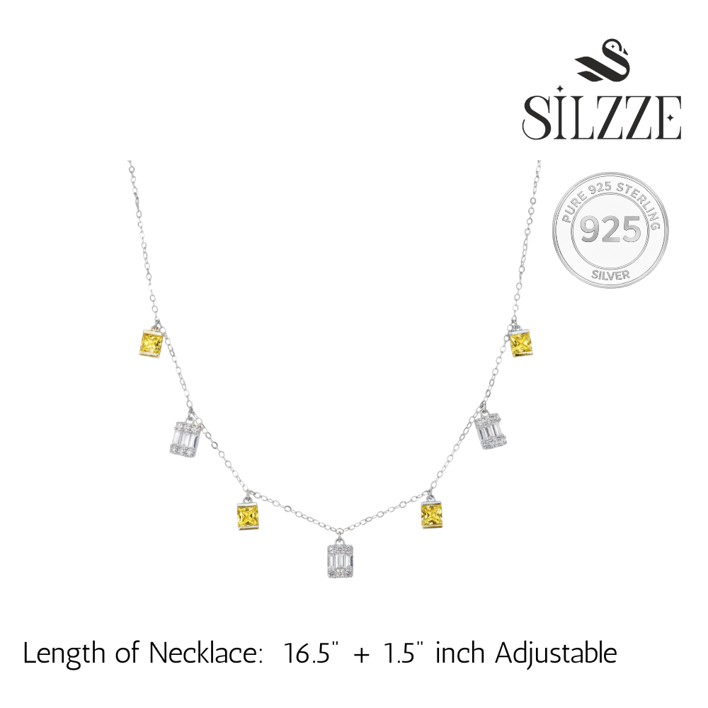 Silver Canary Yellow Charm Necklace