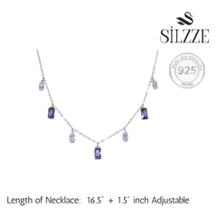 Silver Rectangular Rich Purple Necklace