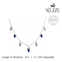 Silver Royal Regal Blue Bloom Necklace For Her
