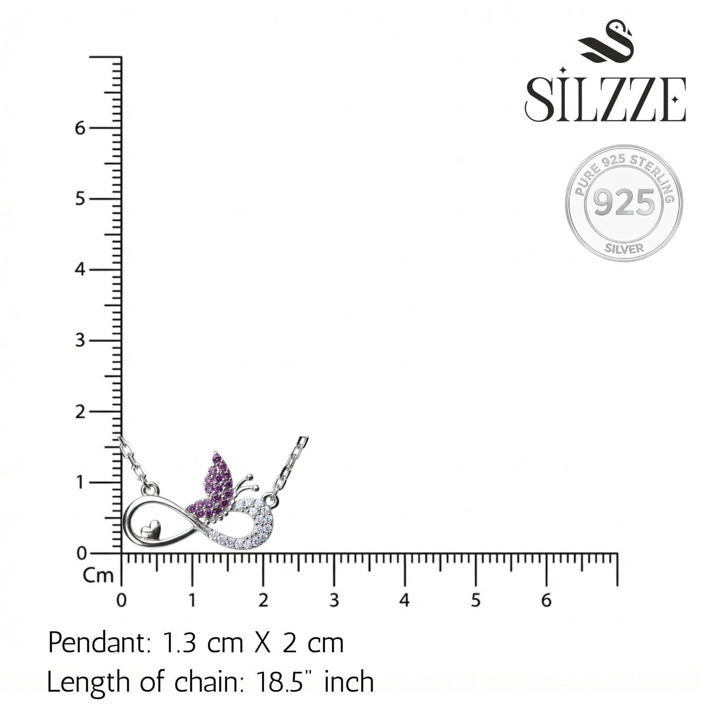 Silver Pink Butterfly and Infinity Love Pendant