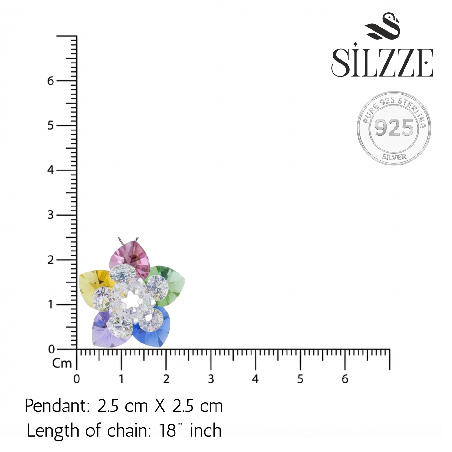 Silver Rainbow Bloosom Crystal Pendant