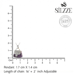 Silver Purple Handbag Charm Pendant