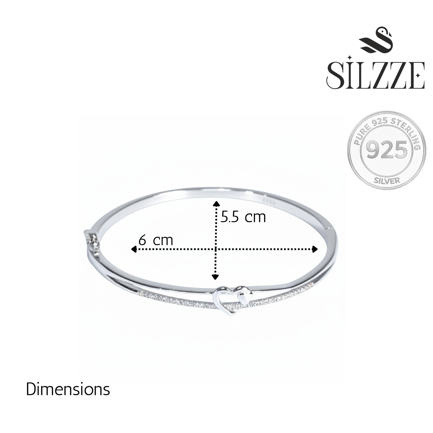 Silver Heart-in-Heart Bracelet for her