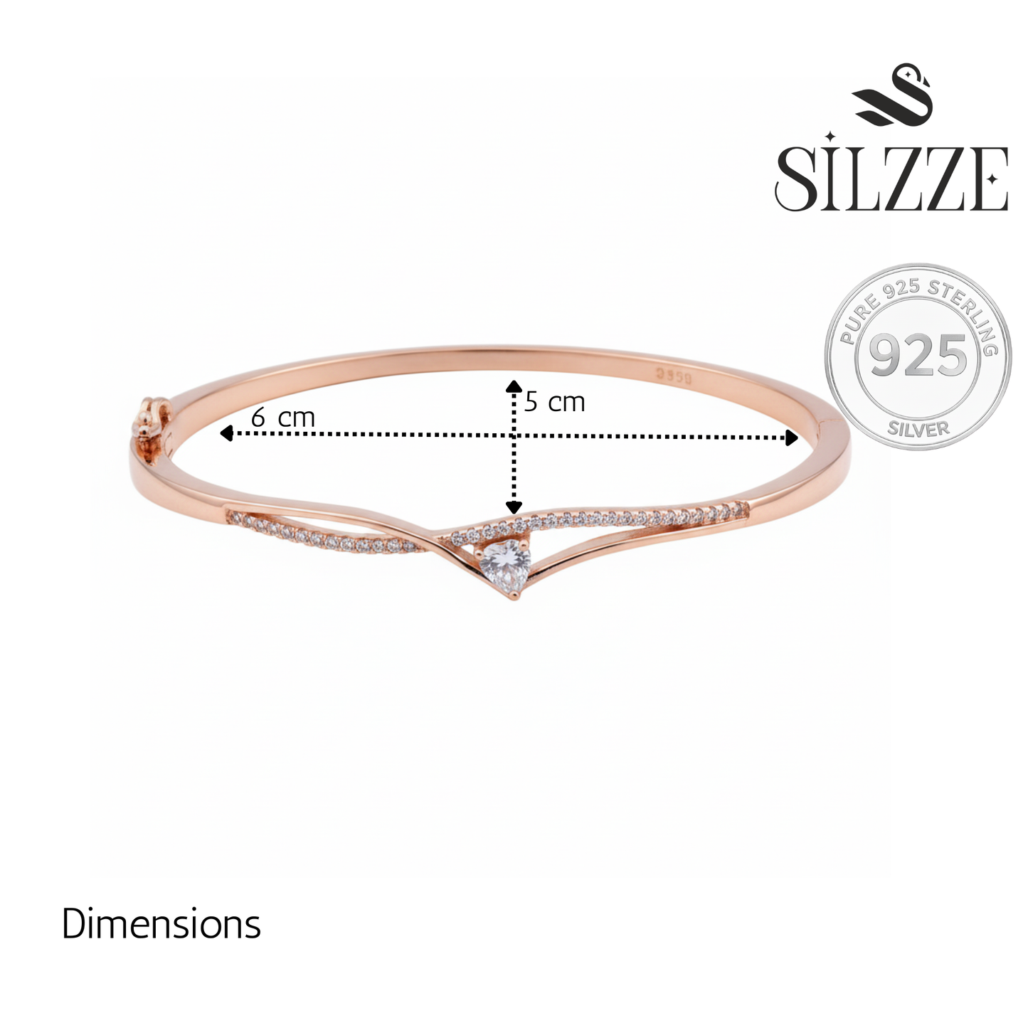 Rose Gold Regal V-Shape Pear-Cut Bracelet For Her