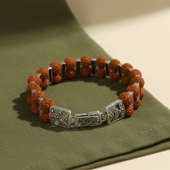 Silver Brown Rudraksha Bracelet for Him