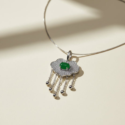 Silver Omega Chain Cloud Pendant