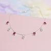 Silver Ruby Red Charms Necklace