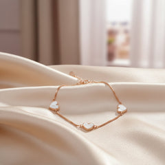 Rose gold Premium Mother of Pearl Heart Chain bracelet for her