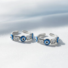 Silver Daisy Protective Evil Eye Charms Toe Ring