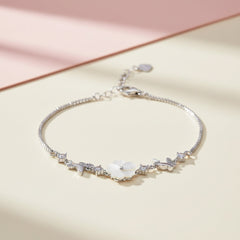 Silver Mother-of-Pearl Blossom & Butterfly Bracelet