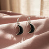 Silver Nightfall Crescent Dangle Earrings