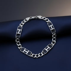 Silver Hyacinth Curb Link Men's Bracelet