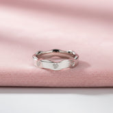 Silver Elegant Wavy Heart Engraved Band For Her