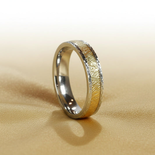 925 Two-Tone Diamond-Cut Ring For Him