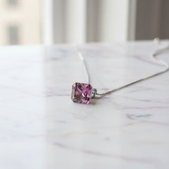 Silver Dichroic Cube Crystal Pendant