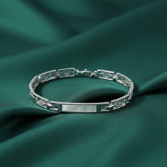 Silver Mother Of Pearl Geometric Bracelet for Him