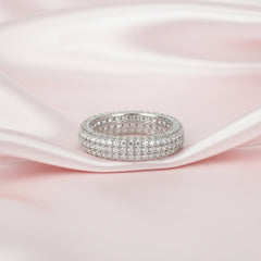 Silver Triple row Iced Eternity Band For Her