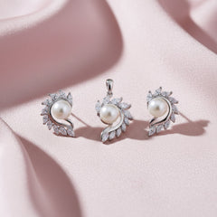 Silver Royal Pearl Marquise Design Pendant set for her