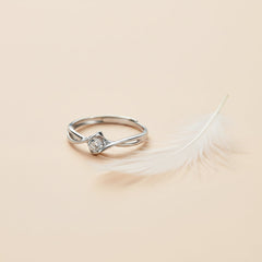 Silver Love Heart Illusion Adjustable solitaire ring for her