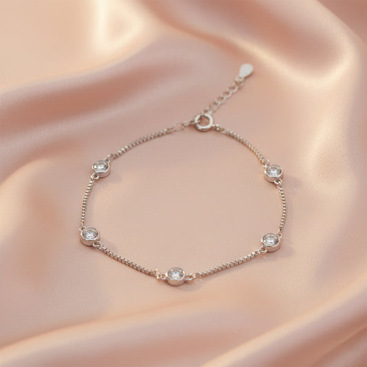 925 Silver Diamond (CZ) Dangler Bracelet