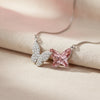 Silver Pink Blazing Butterfly Pendant