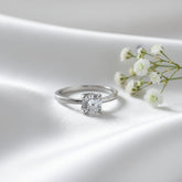 Silver Classic Solitaire (CZ) Diamond Look Adjustable ring for her