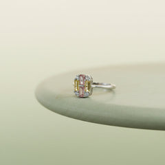 Silver Pastel Peony Ring For Her