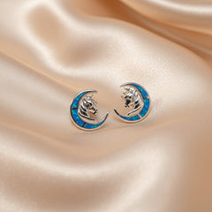 Silver Lunar Unicorn Studs Earrings