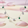Silver Green Bar Pave Necklace