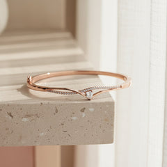 Rose Gold Regal V-Shape Pear-Cut Bracelet For Her