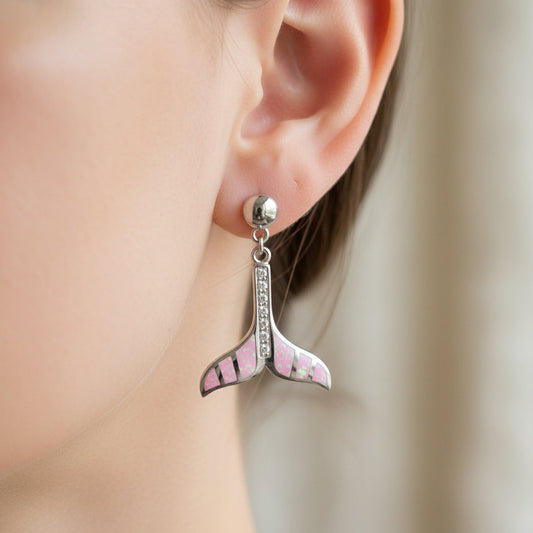 Rose Gold Mermaid Tail Dangle Earrings