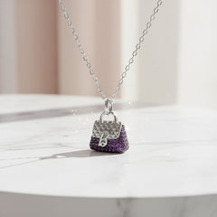 Silver Purple Handbag Charm Pendant