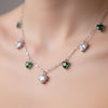 Silver Heart Cosmos Green Necklace