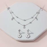 Silver Double Layered Bezel Charm Set