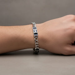 Silver Hyacinth Curb Link Men's Bracelet