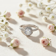 Silver Solitaire Crown Ring