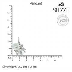 Silver Mother of pearl Bouquet Marquise CZ Pendant Set