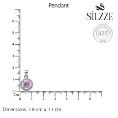 Silver Pink sapphire Round CZ Pendant And stud earrings set