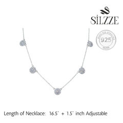 Silver Snowflake Cluster Necklace Set