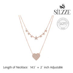 Rose Gold Celestian Heart Double Layer Set