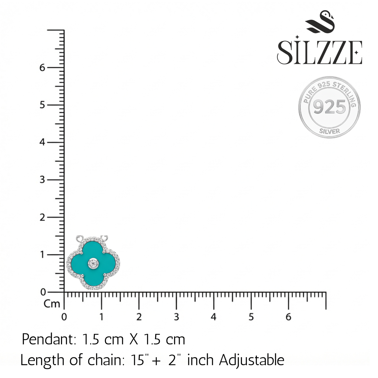 Silver Turquoise Clover Pendant