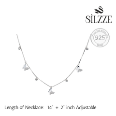Silver Elegant Butterfly Pave Necklace