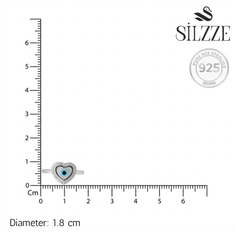 Silver Heart Evil Eye Adjustable Toe Ring