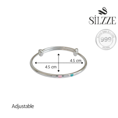 999 Silver Cute Colorful Adjustable Baby Bracelet