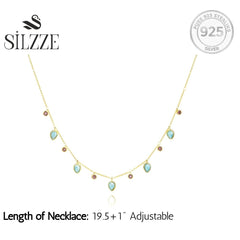 Celestial Larimar & Pink Tourmaline 925 Pure Silver Necklace