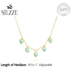Classic 925 Silver Gemstone Drop Necklace
