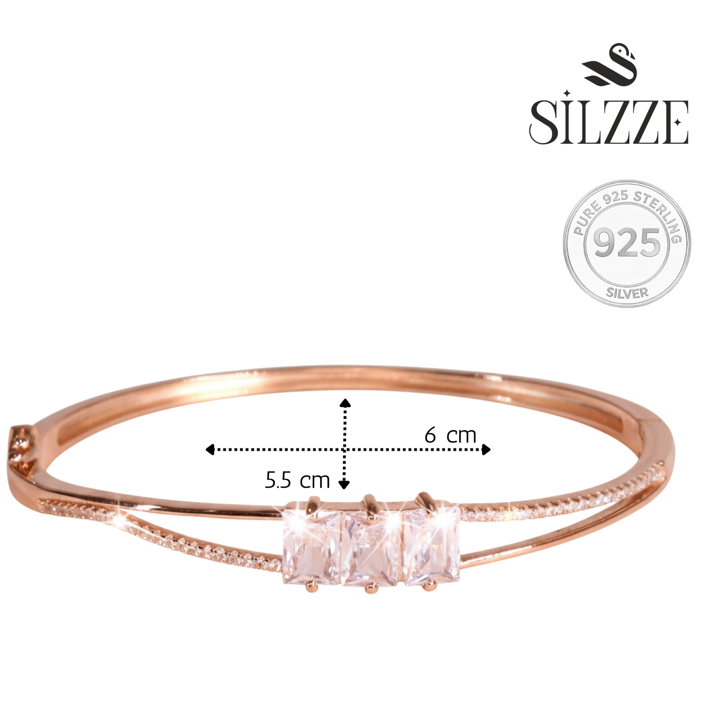Rose gold Fine Trinity cut Bracelet for her