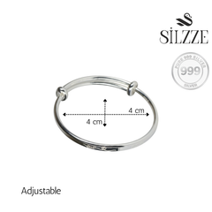 Silver Premium 999 "eat" Engraved Adjustable Baby Bracelet