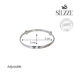 Silver 999 Premium cut Rainbow effect lines Baby Bracelet