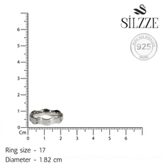 Sterling Silver Wavy Hexagon Motif Band Ring For Him